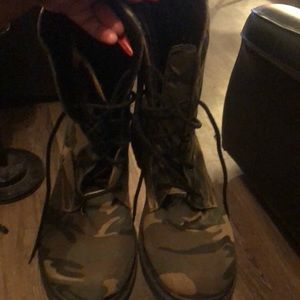 Green camo combat boots